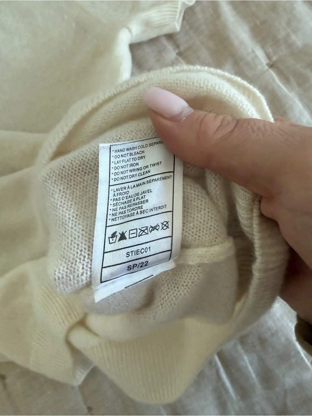 Quince Mongolian Cashmere Tee in Ivory size Small - Picture 10 of 10